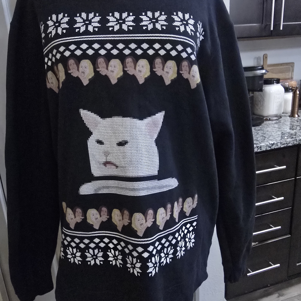 Stylish Black Graphic Crewneck Sweater